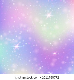 Holographic abstract background. Colorful holographic backdrop with gradient mesh. 90s, 80s retro style. Iridescent graphic template for brochure, flyer, poster design, wallpaper, mobile screen.