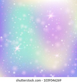 Holographic abstract background. Colorful holographic backdrop with gradient mesh. 90s, 80s retro style. Iridescent graphic template for banner, flyer, cover design, mobile interface, web app.