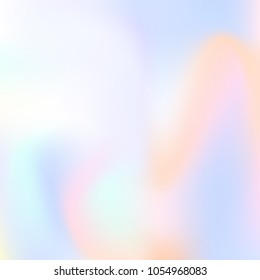 Holographic abstract background. Colorful holographic backdrop with gradient mesh. 90s, 80s retro style. Pearlescent graphic template for brochure, flyer, poster design, wallpaper, mobile screen.