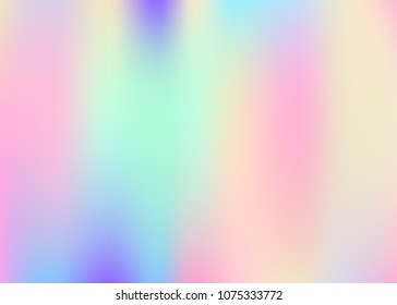 Holographic abstract background. Colorful holographic backdrop with gradient mesh. 90s, 80s retro style. Iridescent graphic template for placard, presentation, banner, brochure.
