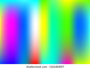 Holographic abstract background. Colorful holographic backdrop with gradient mesh. 90s, 80s retro style. Iridescent graphic template for placard, presentation, banner, brochure.