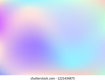 Holographic abstract background. Colorful holographic backdrop with gradient mesh. 90s, 80s retro style. Pearlescent graphic template for book, annual, mobile interface, web app.