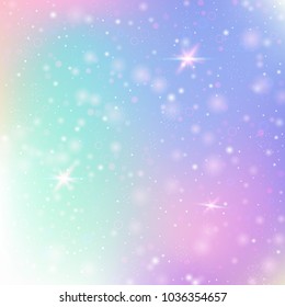 Holographic abstract background. Futuristic holographic backdrop with gradient mesh. 90s, 80s retro style. Iridescent graphic template for brochure, flyer, poster design, wallpaper, mobile screen.
