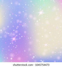 Holographic abstract background. Futuristic holographic backdrop with gradient mesh. 90s, 80s retro style. Pearlescent graphic template for brochure, flyer, poster design, wallpaper, mobile screen.