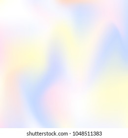 Holographic abstract background. Futuristic holographic backdrop with gradient mesh. 90s, 80s retro style. Pearlescent graphic template for brochure, flyer, poster design, wallpaper, mobile screen.