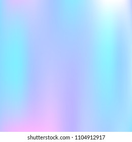 Holographic abstract background. Futuristic holographic backdrop with gradient mesh. 90s, 80s retro style. Pearlescent graphic template for banner, flyer, cover design, mobile interface, web app.