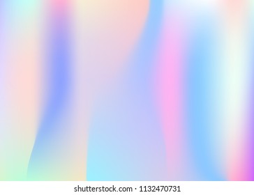 Holographic abstract background. Futuristic holographic backdrop with gradient mesh. 90s, 80s retro style. Iridescent graphic template for book, annual, mobile interface, web app.