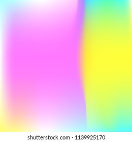 Holographic abstract background. Futuristic holographic backdrop with gradient mesh. 90s, 80s retro style. Pearlescent graphic template for banner, flyer, cover design, mobile interface, web app.