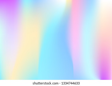 Holographic abstract background. Futuristic holographic backdrop with gradient mesh. 90s, 80s retro style. Pearlescent graphic template for placard, presentation, banner, brochure.