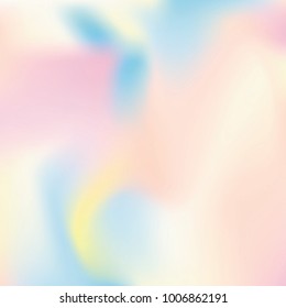 Holographic abstract background. Futuristic Gradient backdrop with holographic mesh. 90s, 80s retro style. Pearlescent graphic template for brochure, flyer, poster design, wallpaper, mobile screen.