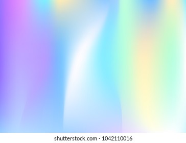 Holographic abstract background. Liquid holographic backdrop with gradient mesh. 90s, 80s retro style. Iridescent graphic template for placard, presentation, banner, brochure.