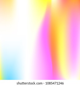 Holographic abstract background. Liquid holographic backdrop with gradient mesh. 90s, 80s retro style. Iridescent graphic template for banner, flyer, cover design, mobile interface, web app.
