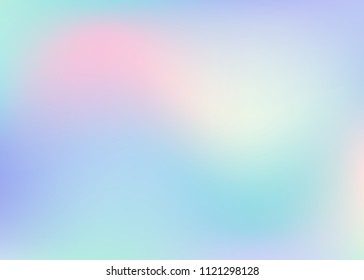 Holographic abstract background. Liquid holographic backdrop with gradient mesh. 90s, 80s retro style. Pearlescent graphic template for placard, presentation, banner, brochure.