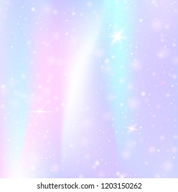 Holographic abstract background. Liquid holographic backdrop with gradient mesh. 90s, 80s retro style. Iridescent graphic template for banner, flyer, cover design, mobile interface, web app.