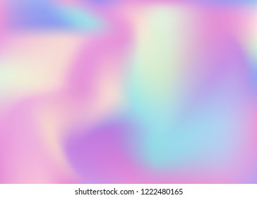 Holographic abstract background. Liquid holographic backdrop with gradient mesh. 90s, 80s retro style. Iridescent graphic template for banner, flyer, cover design, mobile interface, web app.