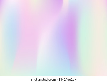 Holographic abstract background. Liquid holographic backdrop with gradient mesh. 90s, 80s retro style. Iridescent graphic template for placard, presentation, banner, brochure.