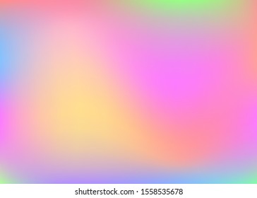 Holographic abstract background. Liquid holographic backdrop with gradient mesh. 90s, 80s retro style. Iridescent graphic template for brochure, flyer, poster design, wallpaper, mobile screen.