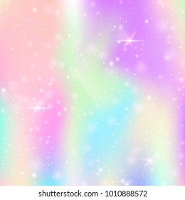 Holographic abstract background. Minimal holographic backdrop with gradient mesh. 90s, 80s retro style. Pearlescent graphic template for brochure, flyer, poster design, wallpaper, mobile screen.