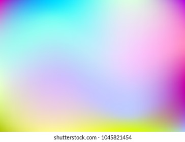 Holographic abstract background. Minimal holographic backdrop with gradient mesh. 90s, 80s retro style. Pearlescent graphic template for brochure, flyer, poster design, wallpaper, mobile screen.