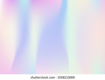 Holographic abstract background. Minimal holographic backdrop with gradient mesh. 90s, 80s retro style. Pearlescent graphic template for book, annual, mobile interface, web app.