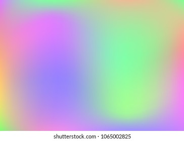 Holographic abstract background. Minimal holographic backdrop with gradient mesh. 90s, 80s retro style. Iridescent graphic template for brochure, flyer, poster design, wallpaper, mobile screen.