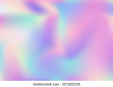 Holographic abstract background. Minimal holographic backdrop with gradient mesh. 90s, 80s retro style. Pearlescent graphic template for brochure, banner, wallpaper, mobile screen.