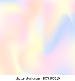 Holographic abstract background. Minimal holographic backdrop with gradient mesh. 90s, 80s retro style. Iridescent graphic template for banner, flyer, cover design, mobile interface, web app.