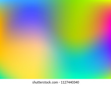 Holographic abstract background. Minimal holographic backdrop with gradient mesh. 90s, 80s retro style. Pearlescent graphic template for brochure, flyer, poster design, wallpaper, mobile screen.