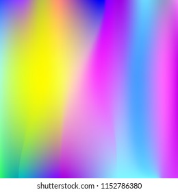 Holographic abstract background. Minimal holographic backdrop with gradient mesh. 90s, 80s retro style. Iridescent graphic template for banner, flyer, cover design, mobile interface, web app.