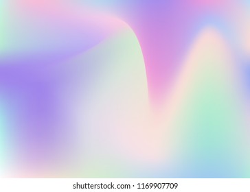 Holographic abstract background. Minimal holographic backdrop with gradient mesh. 90s, 80s retro style. Iridescent graphic template for brochure, banner, wallpaper, mobile screen.
