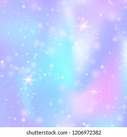 Holographic abstract background. Minimal holographic backdrop with gradient mesh. 90s, 80s retro style. Pearlescent graphic template for brochure, flyer, poster design, wallpaper, mobile screen.