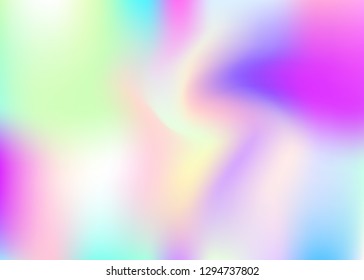 Holographic abstract background. Minimal holographic backdrop with gradient mesh. 90s, 80s retro style. Iridescent graphic template for brochure, banner, wallpaper, mobile screen.