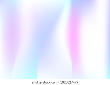 Holographic abstract background. Multicolor holographic backdrop with gradient mesh. 90s, 80s retro style. Iridescent graphic template for placard, presentation, banner, brochure.