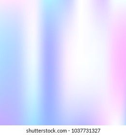 Holographic abstract background. Multicolor holographic backdrop with gradient mesh. 90s, 80s retro style. Pearlescent graphic template for banner, flyer, cover design, mobile interface, web app.