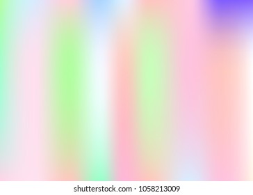 Holographic abstract background. Multicolor holographic backdrop with gradient mesh. 90s, 80s retro style. Pearlescent graphic template for placard, presentation, banner, brochure.