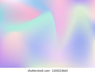 Holographic abstract background. Multicolor holographic backdrop with gradient mesh. 90s, 80s retro style. Pearlescent graphic template for placard, presentation, banner, brochure.