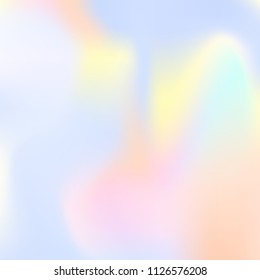 Holographic abstract background. Multicolor holographic backdrop with gradient mesh. 90s, 80s retro style. Pearlescent graphic template for banner, flyer, cover design, mobile interface, web app.