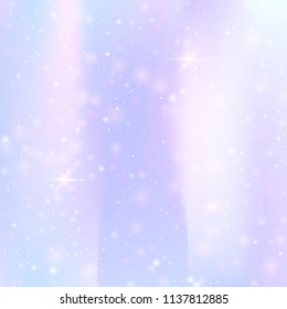 Holographic abstract background. Multicolor holographic backdrop with gradient mesh. 90s, 80s retro style. Pearlescent graphic template for brochure, flyer, poster design, wallpaper, mobile screen.