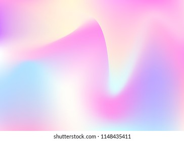 Holographic abstract background. Multicolor holographic backdrop with gradient mesh. 90s, 80s retro style. Pearlescent graphic template for banner, flyer, cover design, mobile interface, web app.