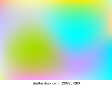 Holographic abstract background. Multicolor holographic backdrop with gradient mesh. 90s, 80s retro style. Iridescent graphic template for banner, flyer, cover design, mobile interface, web app.