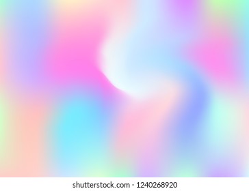 Holographic abstract background. Multicolor holographic backdrop with gradient mesh. 90s, 80s retro style. Iridescent graphic template for brochure, flyer, poster design, wallpaper, mobile screen.