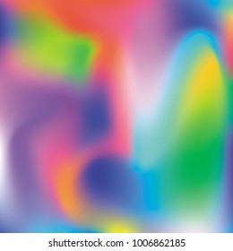 Holographic abstract background. Multicolor Gradient backdrop with holographic mesh. 90s, 80s retro style. Iridescent graphic template for banner, flyer, cover design, mobile interface, web app.
