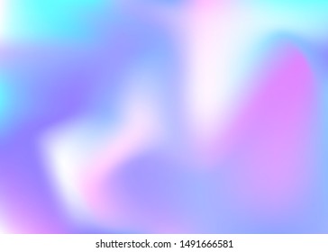 Holographic abstract background. Neon holographic backdrop with gradient mesh. 90s, 80s retro style. Pearlescent graphic template for brochure, banner, wallpaper, mobile screen.