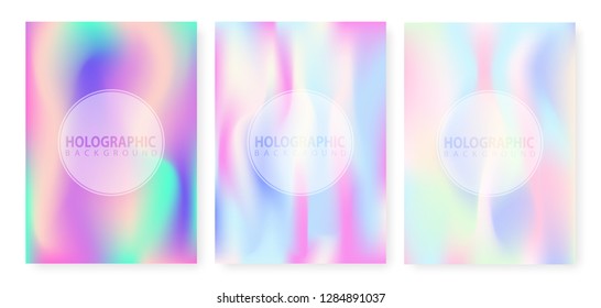 Holographic abstract background in pastel neon color design. Holographic Vector Background. Iridescent Foil. Pastel neon rainbow. Ultraviolet metallic paper. Cover to web design.