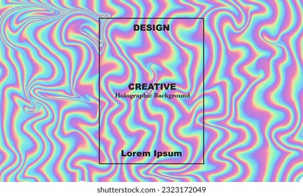 Holographic abstract background in pastelneon colors design. Vector illustration for your modern style 80s90s background for your creative design project: fashion. covers, books, printing and more