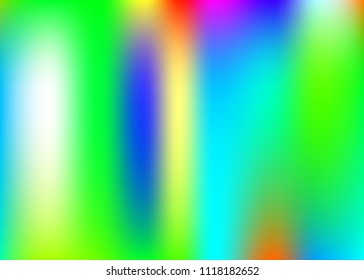Holographic abstract background. Plastic holographic backdrop with gradient mesh. 90s, 80s retro style. Pearlescent graphic template for placard, presentation, banner, brochure.