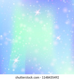 Holographic abstract background. Plastic holographic backdrop with gradient mesh. 90s, 80s retro style. Iridescent graphic template for brochure, flyer, poster design, wallpaper, mobile screen.