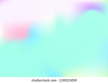 Holographic abstract background. Plastic holographic backdrop with gradient mesh. 90s, 80s retro style. Iridescent graphic template for banner, flyer, cover design, mobile interface, web app.