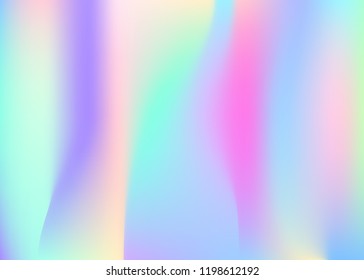 Holographic abstract background. Plastic holographic backdrop with gradient mesh. 90s, 80s retro style. Pearlescent graphic template for book, annual, mobile interface, web app.