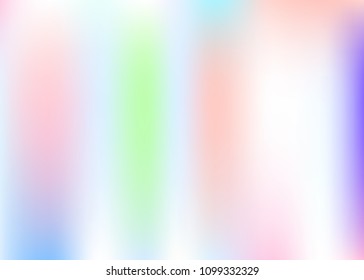 Holographic abstract background. Rainbow holographic backdrop with gradient mesh. 90s, 80s retro style. Iridescent graphic template for book, annual, mobile interface, web app.